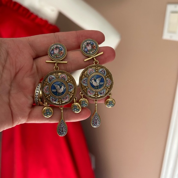 4/$100 MOROCCAN Gold and Blue Dangle Earrings 🥳 - Picture 3 of 5